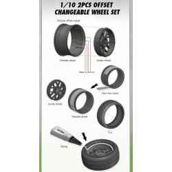 Wheels Drift 14-Spoke Black (2,4,6,8mm Offset) 12mm Hex (4)