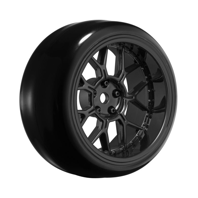 Tires & Wheels Drift / 14-Spoke Black (2,4,6,8mm Offset) 12mm Hex (4)