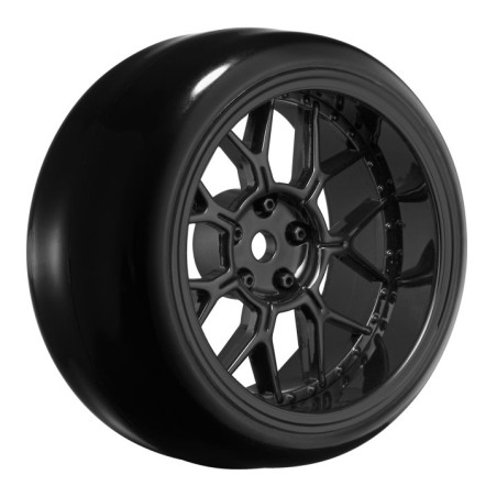 Tires & Wheels Drift / 14-Spoke Black (2,4,6,8mm Offset) 12mm Hex (4)