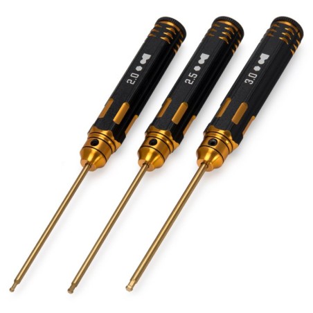 Pro TiN Insexnyckel med Kula Set - 2, 2.5 & 3mm