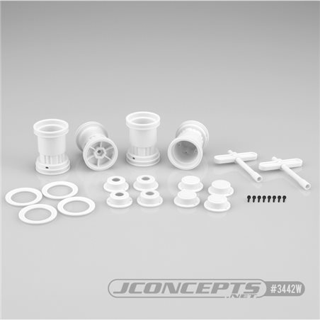 Tribute - 1/24th Mini Monster Truck wheel w/ accessories (white) - 4pc. 