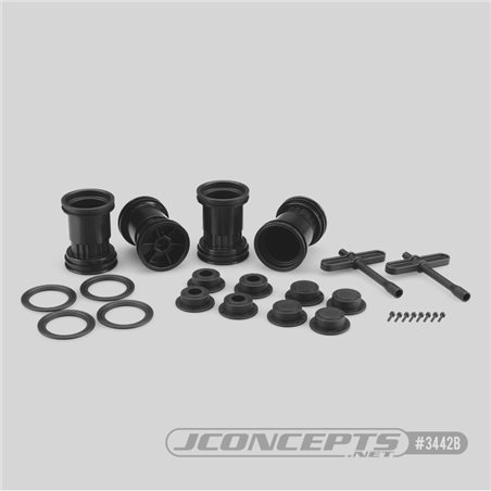 Tribute - 1/24th Mini Monster Truck wheel w/ accessories (black) - 4pc. 