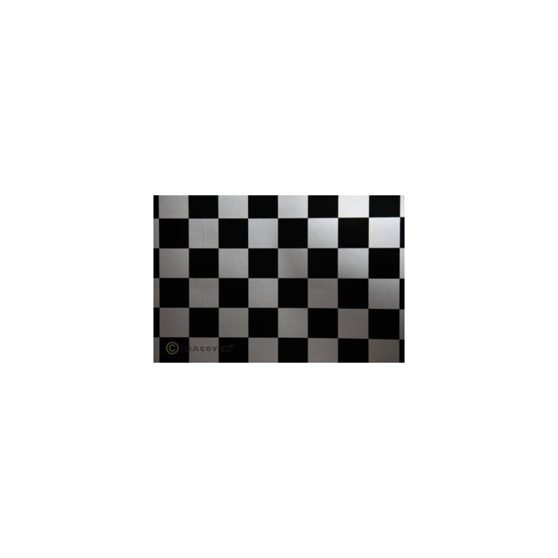 Oracover Fun 3 Silver-Black Checkered 2m