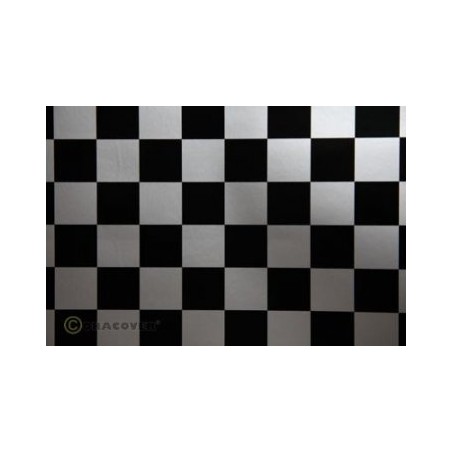 Oracover Fun 3 Silver-Black Checkered 2m
