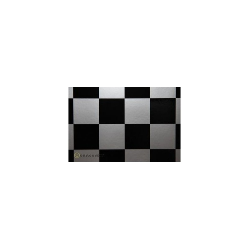 Oracover Fun 5 Silver-Black Checkered 2m