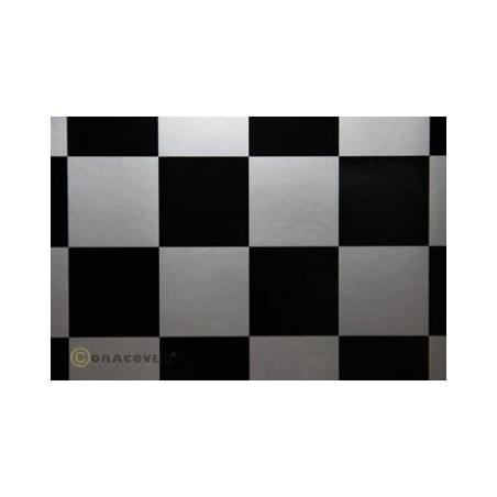 Oracover Fun 5 Silver-Black Checkered 2m