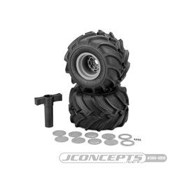 Fling Kings - yellow compound, pre-mounted on silver 3423S wheels (Fits - Traxxas E-Revo, Arrma Kraton)