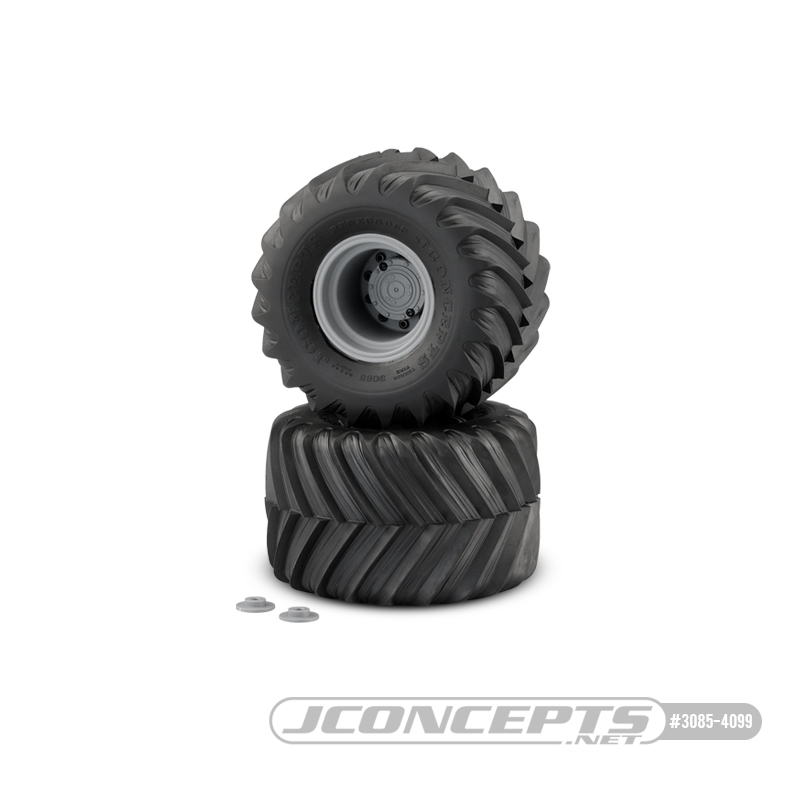 Renegades - yellow compound, pre-mounted on silver 3414S wheels (Fits - Traxxas Maxx & LMT)