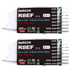 T8FB Mode-2 RC Sändare med 2x R8EF Mottagare