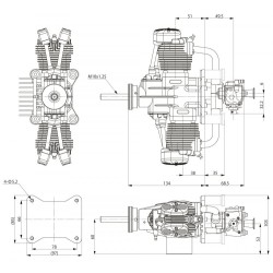 FG-61TS 61cc 4-cycle Twin Gas engine