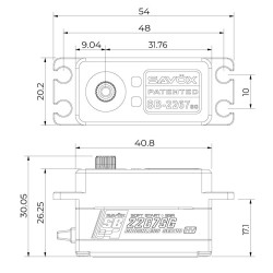 SB-2267SG Servo 25Kg 0.08s HV Alu Brushless Lågt Ståldrev