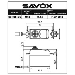 SC-0254MG Plus Servo 7,2Kg 0,14s Metalldrev