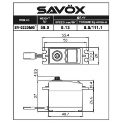 SV-0220MG Plus Servo 8Kg 0,13s HV Metal Gear