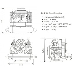 FS-B400 4-Cyl Boxer Metanolmotor 4-Takt Byggsats