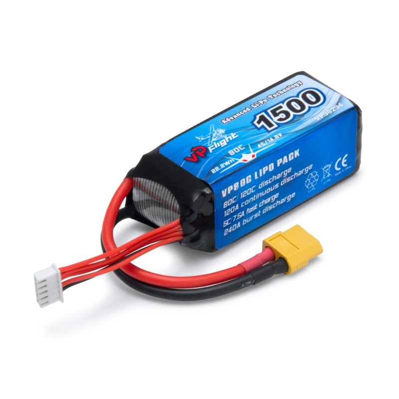 Li-Po Batteri 4S 14,8V 1500mAh 80C XT60-Kontakt