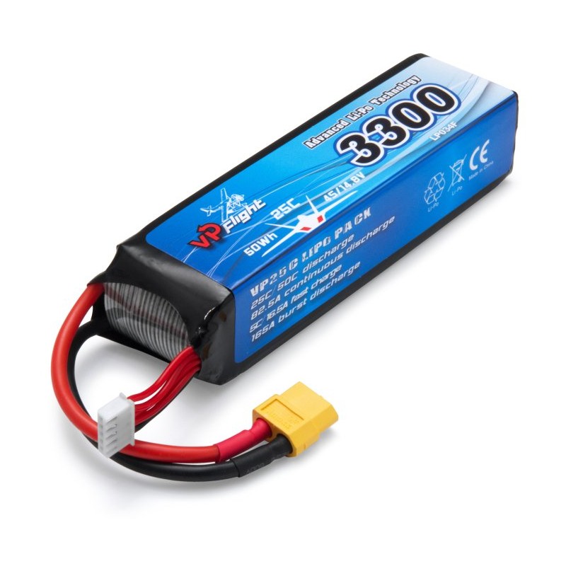 Li-Po Batteri 4S 14,8V 3300mAh 25C XT60-Kontakt