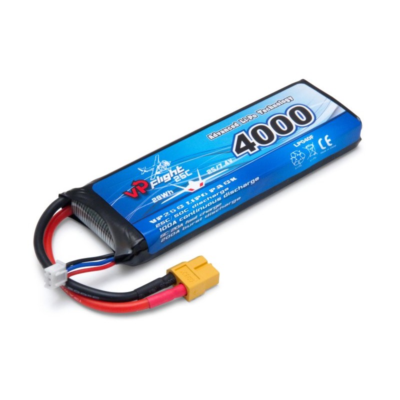 Li-Po Battery 2S 7,4V 4000mAh 25C XT60-connector
