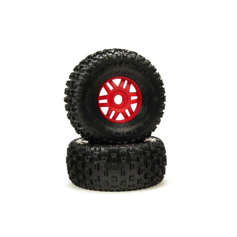 1/7 dBoots Fortress Front/Rear 2.4/3.3 Pre-Mounted Tires 17mm Hex Red (2)