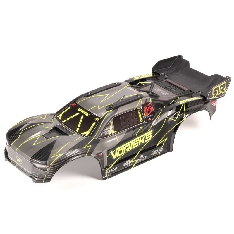 1/10 Painted Decaled Trimmed Body Set with Hidden Body Mount Yellow/Black: VORTEKS 2WD