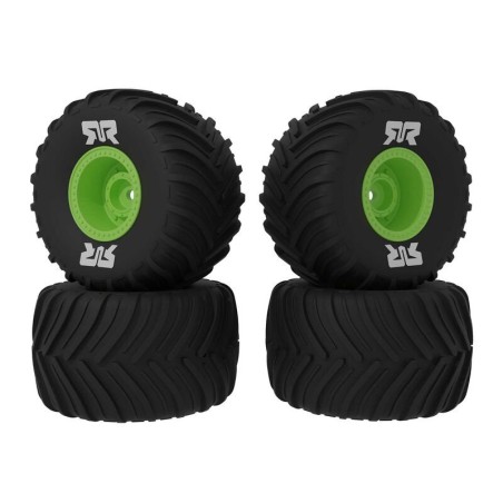 dBoots Chevron MT Tire Set Glued Green (2 Pairs): GROM