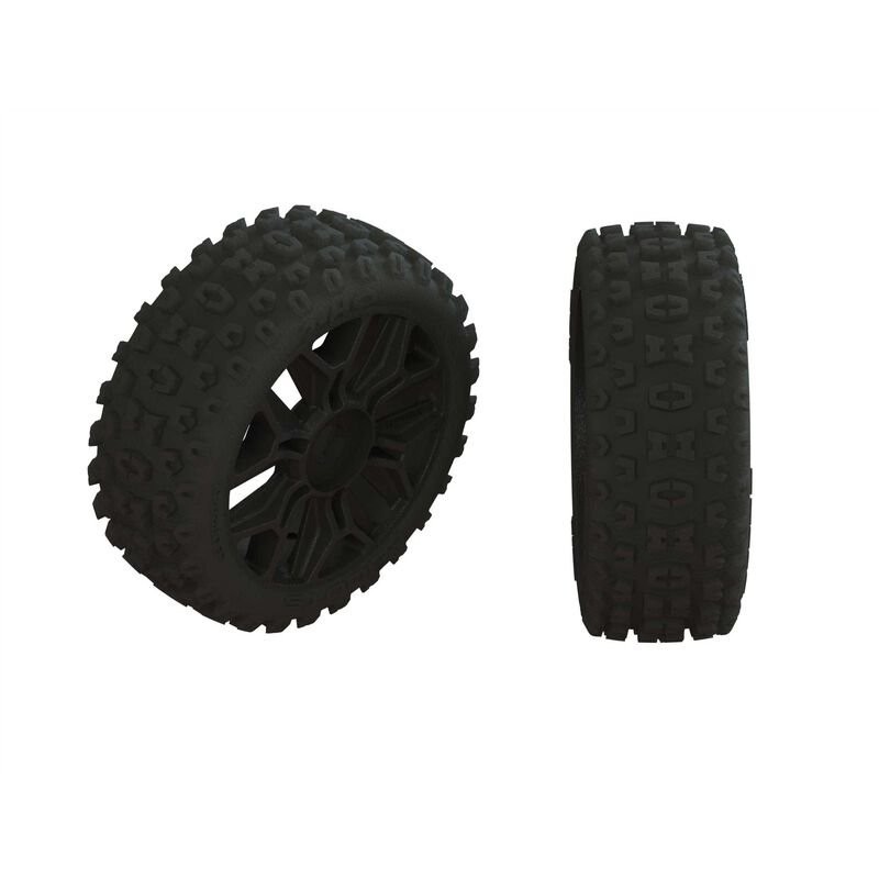 1/8 2HO Front/Rear 3.3 Pre-Mounted Tires 17mm Hex Black (2)