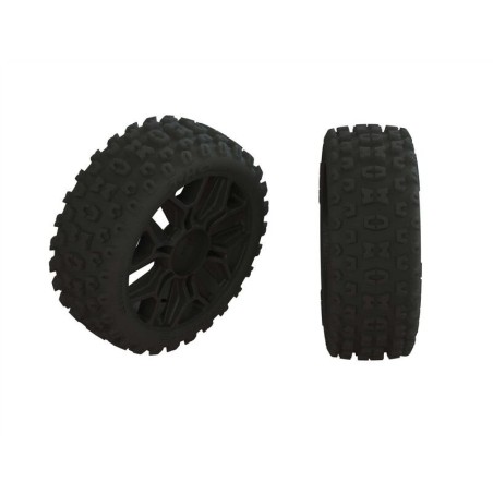 1/8 2HO Front/Rear 3.3 Pre-Mounted Tires 17mm Hex Black (2)