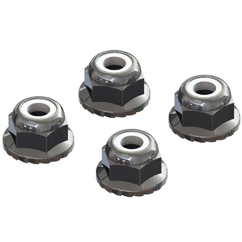 7mm Flanged Nyloc Locknut Silver (4)