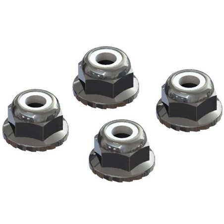 7mm Flanged Nyloc Locknut Silver (4)