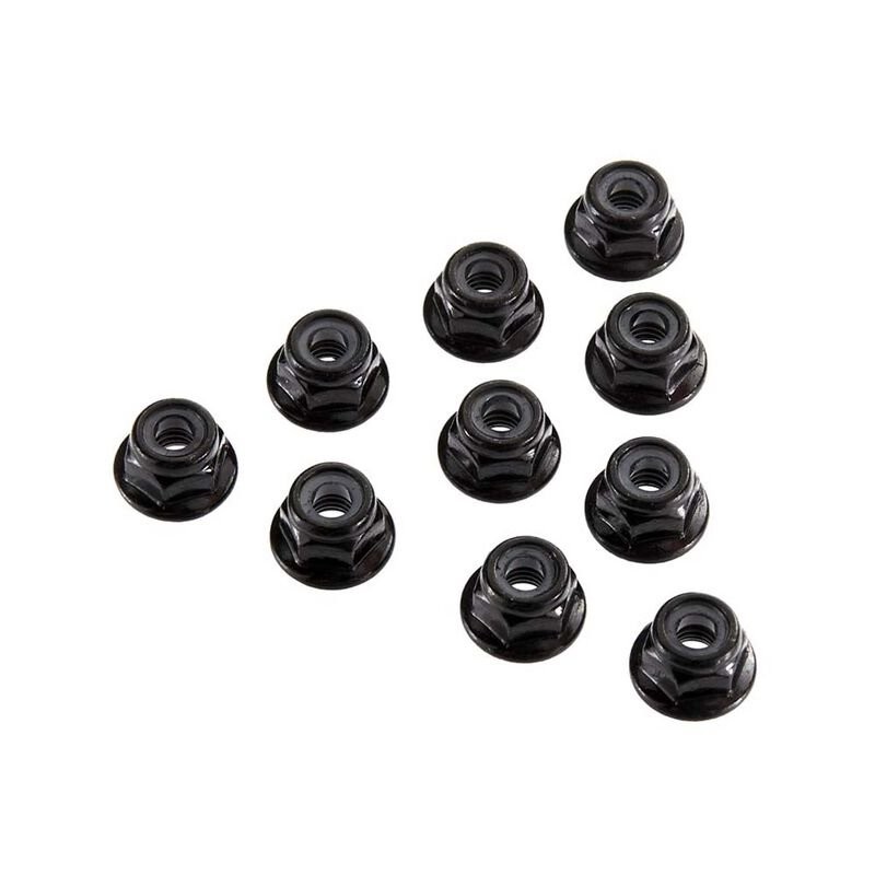 4mm Serrated Nylon Lock Nut Black (10)