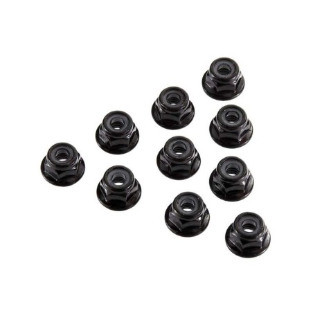 4mm Serrated Nylon Lock Nut Black (10)