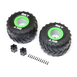 BKT 2.6 Monster Truck Tire Med Premount Green (2): LMT 2.0