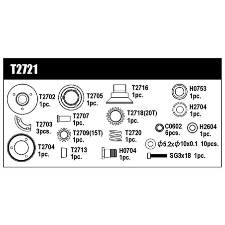 CLUTCH SET FOR MTX-6 INCLUDING BALL BEARINGS