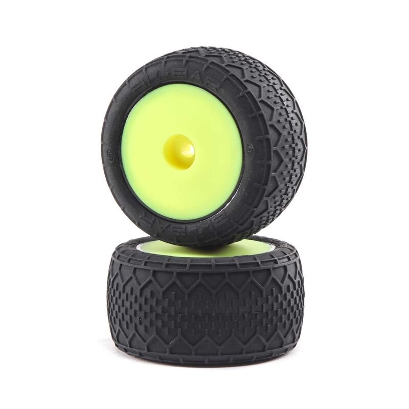 1/18 BK Bar Front/Rear 1.4 Pre-Mounted Tires 12mm Hex Yellow: Mini-T 2.0