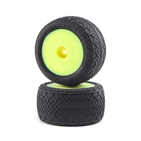 1/18 BK Bar Front/Rear 1.4 Pre-Mounted Tires 12mm Hex Yellow: Mini-T 2.0