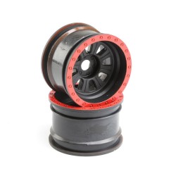1/6 Front/Rear 3.6 Wheels 20mm Hex Black (2): Super Rock Rey