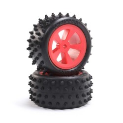 4 Row Rear Tires Mounted Red (2): Mini JRX2