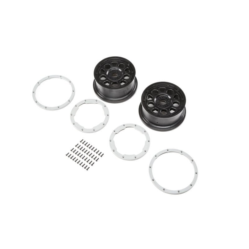 Wheel Black  Beadlock Silver (2)  DBXL-E