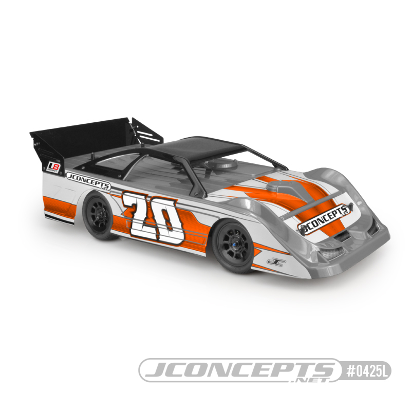 L8D - "decked" 10.25" wide 1/10th Late Model body w/ rear super spoiler - lightweight