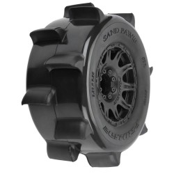 1/8 Sand Paw HP BELTED F/R 3.8 MT Tires Mounted 17mm Black Raid (2)