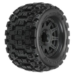 1/8 Badlands MX38 F/R 3.8 MT Tires Mounted 17mm Black Raid (2)