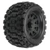 1/8 Badlands MX38 F/R 3.8 MT Tires Mounted 17mm Black Raid (2)