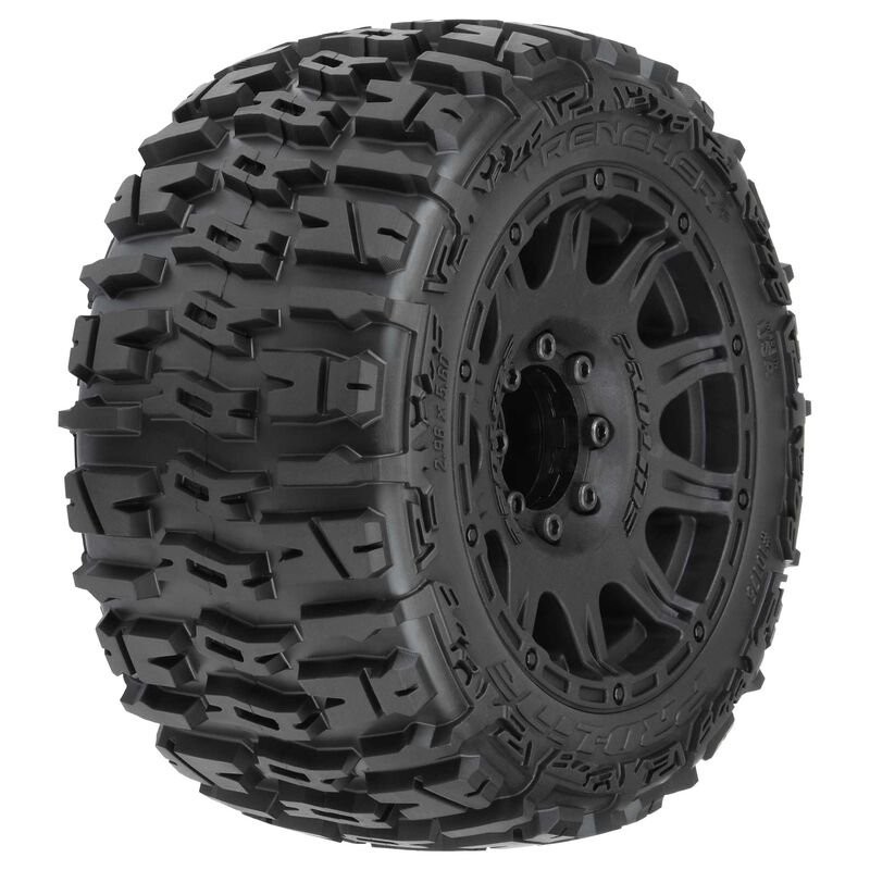 1/8 Trencher LP F/R 3.8 MT Tires Mounted 17mm Black Raid (2)