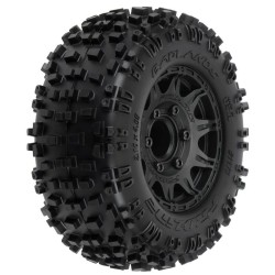 1/10 Badlands F/R 2.8 MT Tires Mounted 12mm/14mm Black Raid (2)