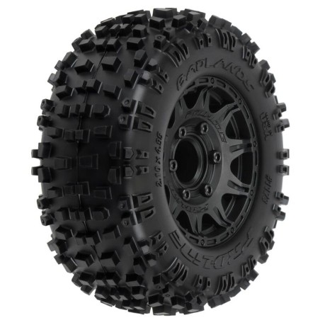 1/10 Badlands F/R 2.8 MT Tires Mounted 12mm/14mm Black Raid (2)