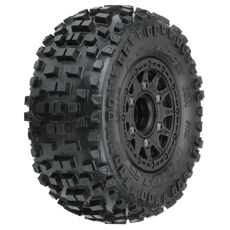 1/10 Badlands Front/Rear 2.2/3.0 SC Mounted 12mm Black Raid (2)