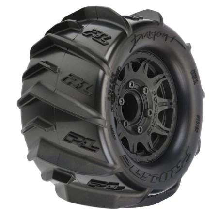 1/10 Dumont F/R 2.8 MT Tires Mounted 12mm/14mm Black Raid (2)