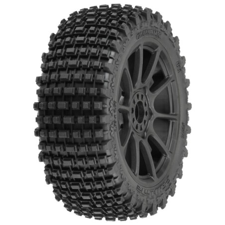 1/8 Gladiator M2 Fr/Rr Buggy Tires Mounted 17mm Black Mach 10 (2)