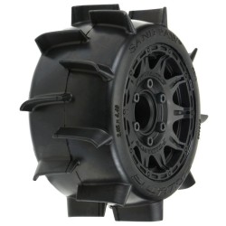 1/10 Sand Paw LP F/R 2.8 MT Tires Mounted 12mm/14mm Black Raid (2)