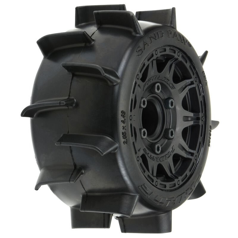 1/10 Sand Paw LP F/R 2.8 MT Tires Mounted 12mm/14mm Black Raid (2)