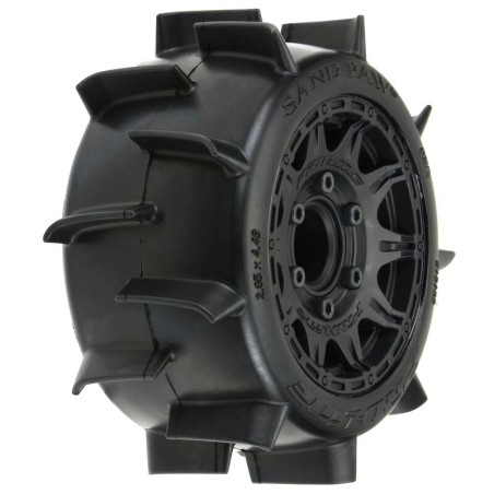 1/10 Sand Paw LP F/R 2.8 MT Tires Mounted 12mm/14mm Black Raid (2)